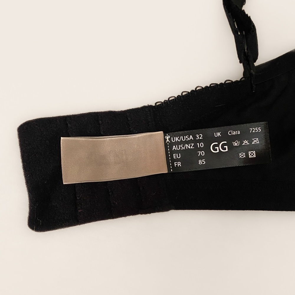 32J PANACHE Clara Side Support Bra Charcoal/Black Underwire Unlined Lace - Picture 3 of 3